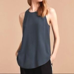 ARITZIA Wilfred Sevres Blouse Tank Charcoal Grey Crepe Swing Top Loose Size S​​